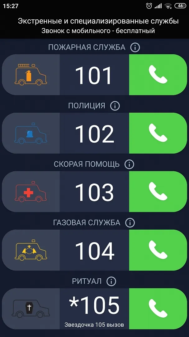 Приложение «Экстренные и специализированные службы»