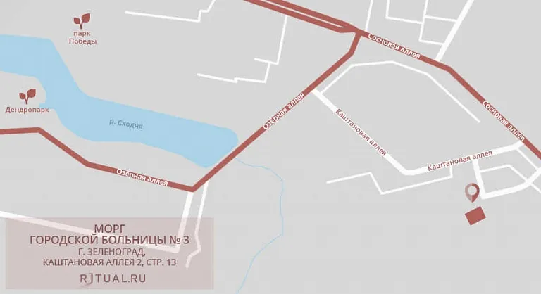 Схема проезда к моргу ГКБ № 3 им. М.П. Кончаловского