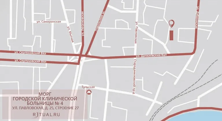 Схема проезда к моргу городской клинической больницы № 4