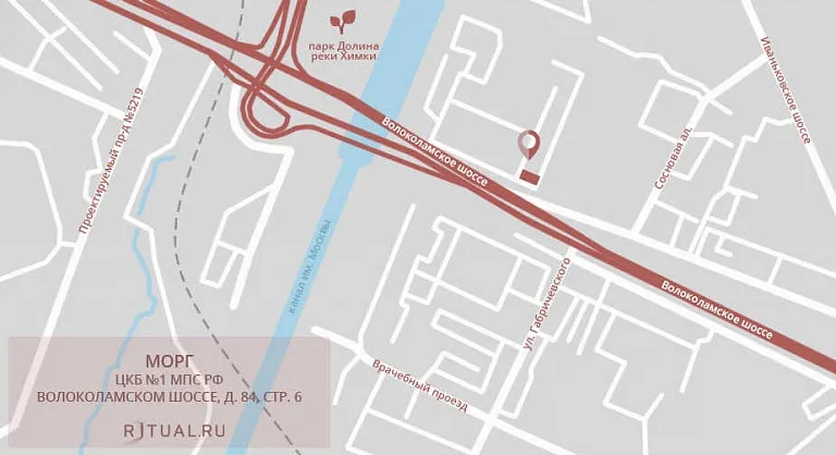 Схема проезда к моргу ЦКБ №1 МПС РФ