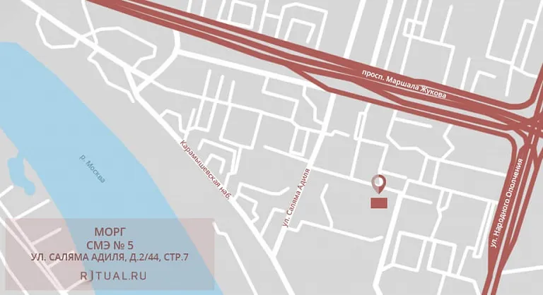 Схема проезда к моргу СМЭ №5