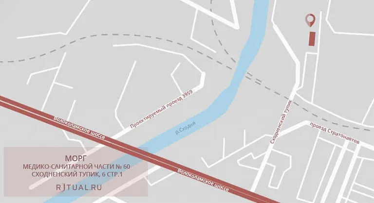 Схема проезда к моргу медико-санитарной части № 60