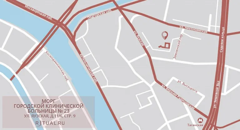 Схема проезда к моргу городской клинической больницы № 23