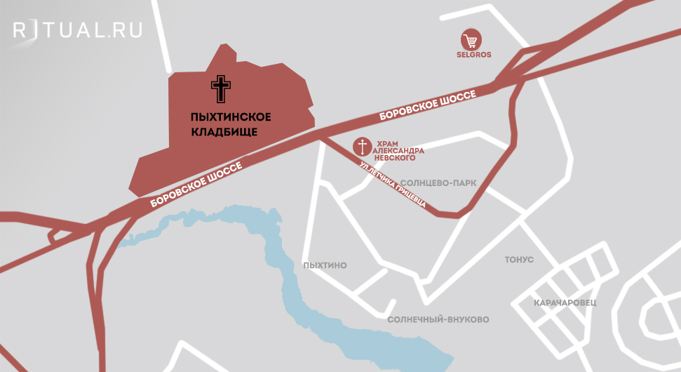 Пыхтинское кладбище на карте