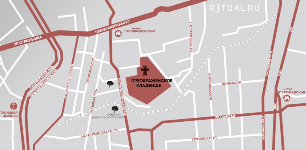 Колумбарий Преображенского кладбища на карте