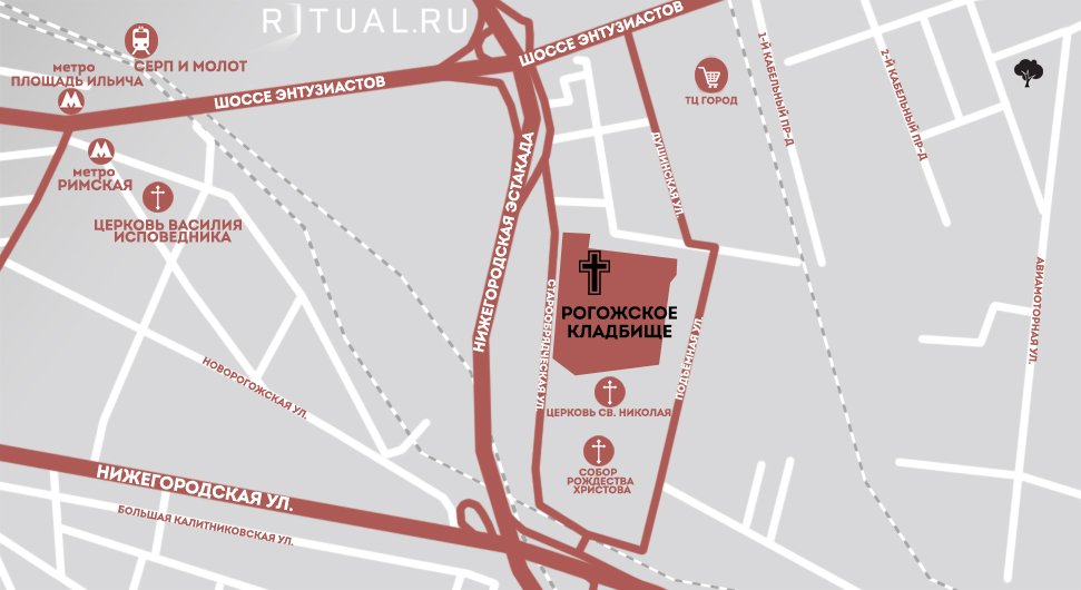 Рогожское кладбище на карте
