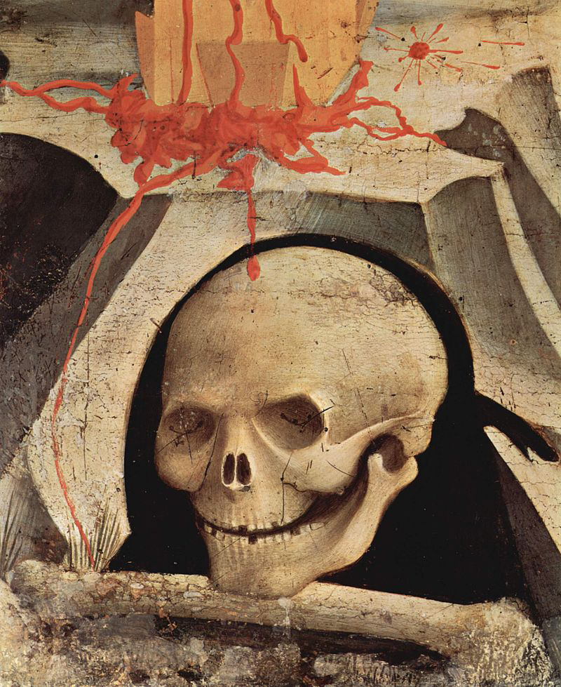 Кровь Христа омывает череп Адама. Распятие Христа. Фрагмент фрески Фра Беато Анджелико