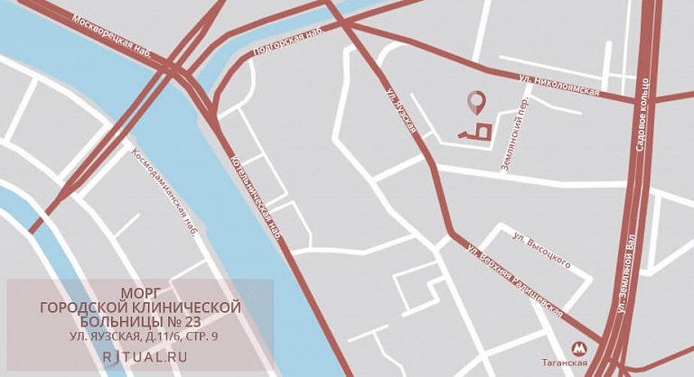 Схема проезда к моргу городской клинической больницы № 23