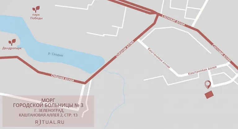 Схема проезда к моргу ГКБ № 3 им. М.П. Кончаловского