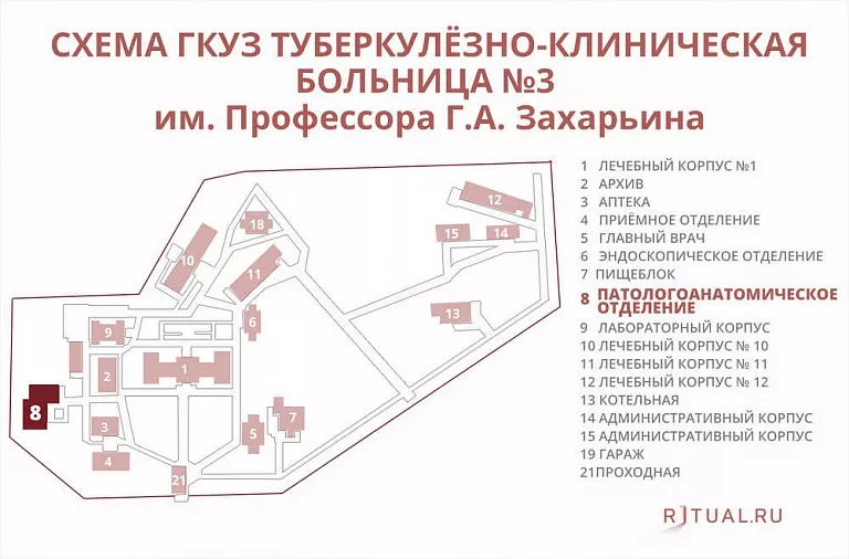 Схема городской клинической туберкулёзной больницы № 3
