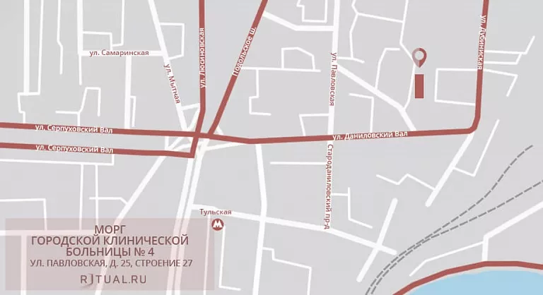 Схема проезда к моргу городской клинической больницы № 4