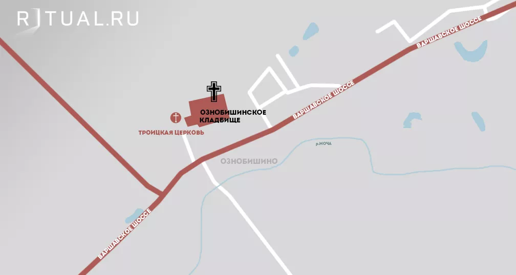 Кладбище Ознобишино на карте