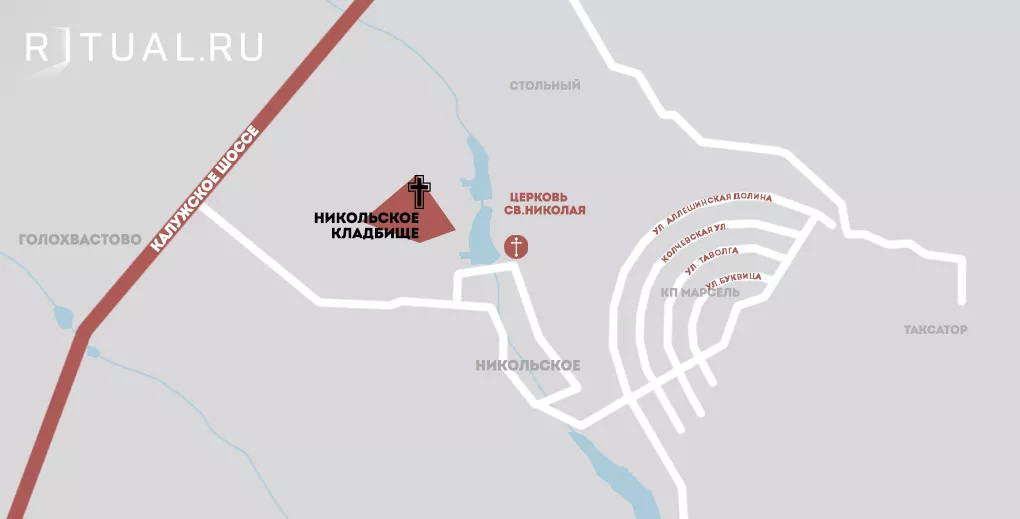 Никольское кладбище на карте 