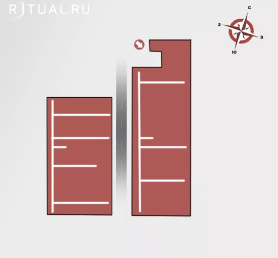 Схема кладбища Остафьево