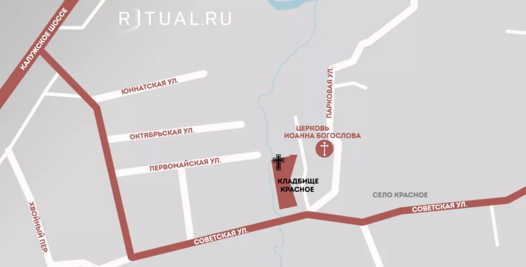 Кладбище Красное на карте 